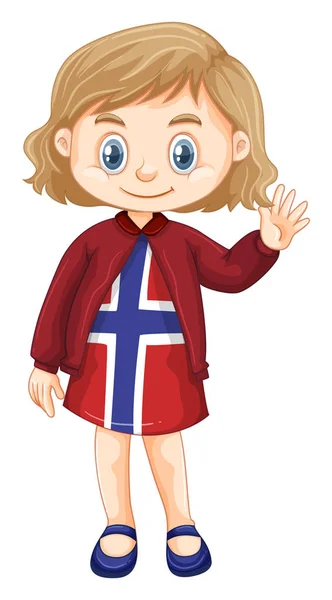 Девочка в одежде с норвежским дизайном — стоковый вектор