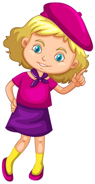 Little girl wearing purple costume — Stock Vector