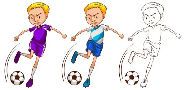 Doodle personaggio per il giocatore di calcio — Vettoriale Stock