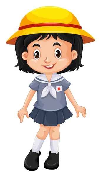 Japonesa chica en uniforme escolar — Vector de stock