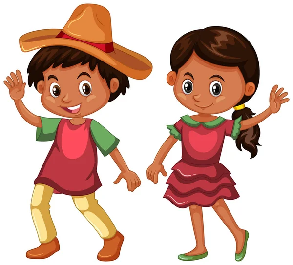 Мальчик и девочка в костюме Мексики — стоковый вектор