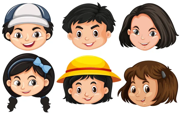 Six different faces of children