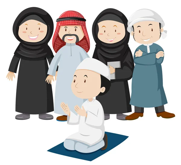 Muslim people in tradition outfit — Stock Vector
