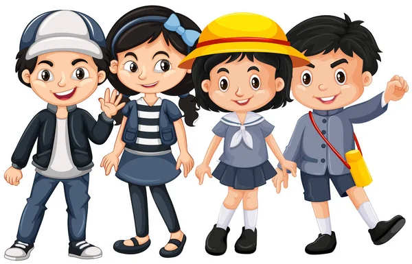 Asian kids with happy face — Stock Vector