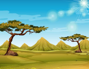 Sahne alan ve tepeler ile