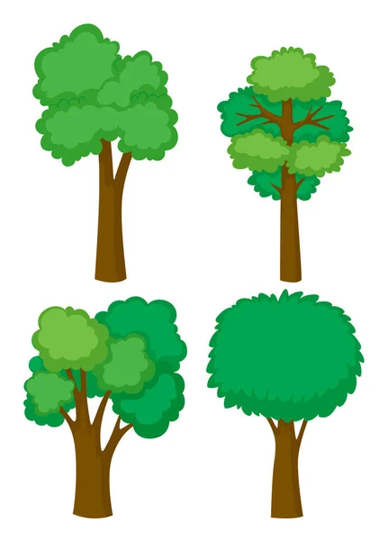 Quatro formas de árvores —  Vetores de Stock