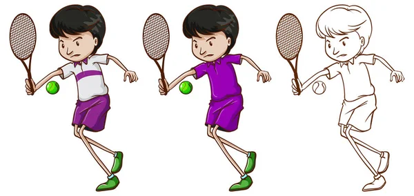 Doodle-tecknet för tennisspelare — Stock vektor