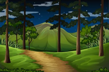 İz dağ orman sahne