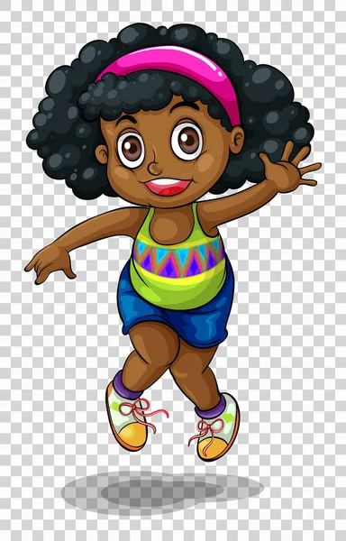 African american girl springen — Stockvector