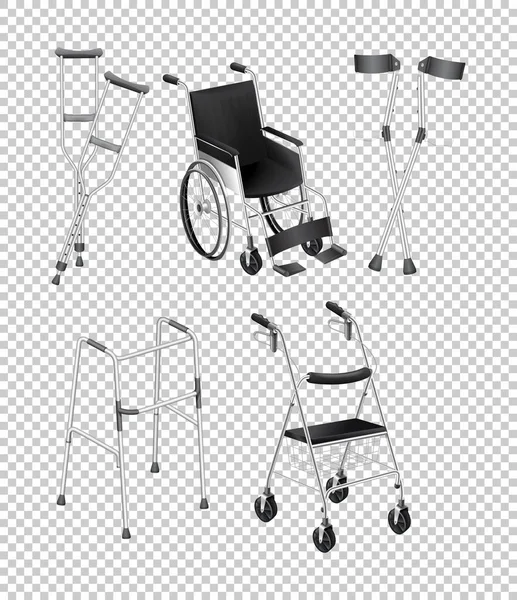 Olika typer av handikapp utrustning — Stock vektor
