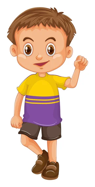 Niño con camiseta y pantalones cortos — Vector de stock