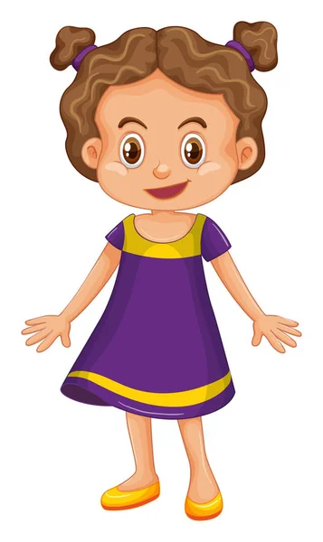 Linda chica en vestido morado — Vector de stock