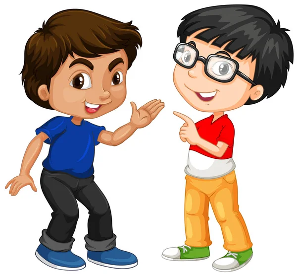 Two boy characters with happy face — Stock Vector