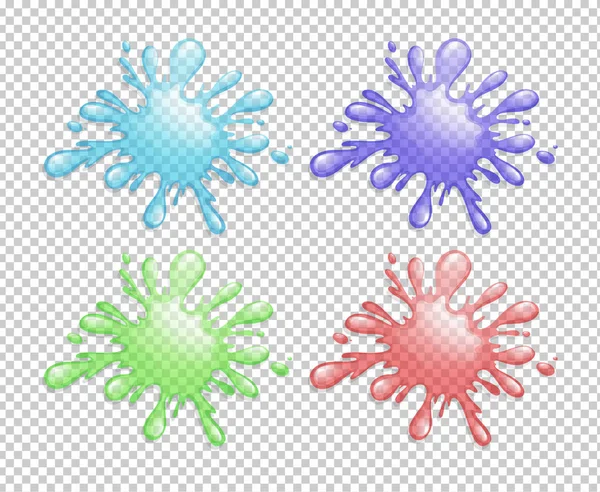Quatre éclaboussures de couleur sur fond transparent — Image vectorielle