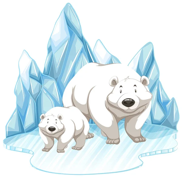 Dos osos polares en iceberg — Archivo Imágenes Vectoriales