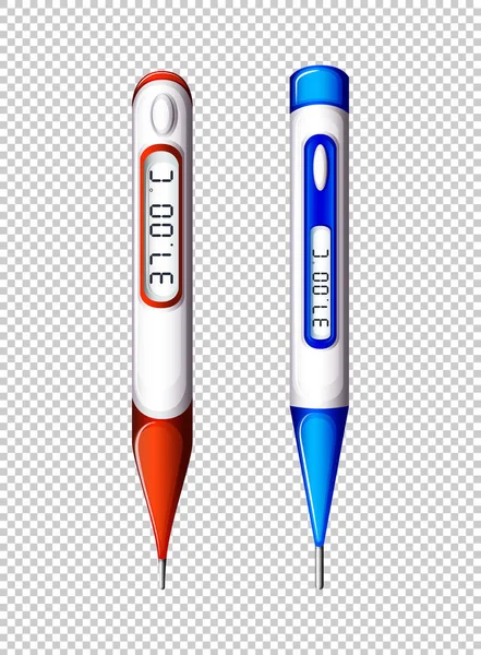 Thermomètres numériques sur fond transparent — Image vectorielle