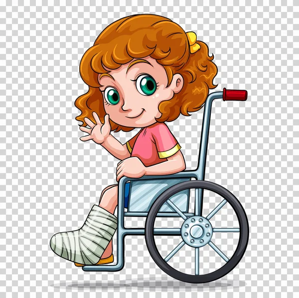 Tekerlekli sandalye üzerinde küçük kız — Stok Vektör