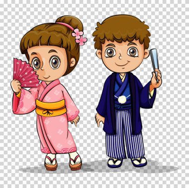 Japon erkek ve kız kostüm