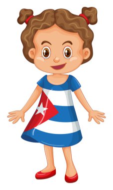 Küba bayrağı ile kıyafet giyen kız