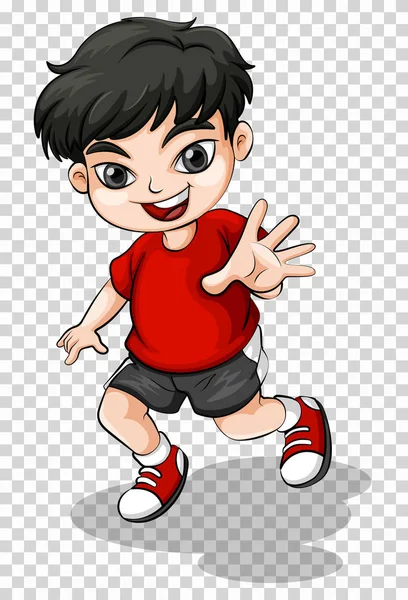 Gelukkige jongen in het rode shirt — Stockvector