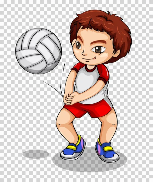 Junge spielt Volleyball auf transparentem Hintergrund — Stockvektor