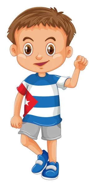 어린 소년 쿠바 국기와 셔츠를 입고 — 스톡 벡터