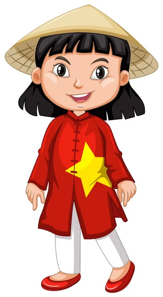 Vietnamees meisje in traditie kostuum — Stockvector