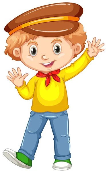 Cute boy waving hand — Stock Vector