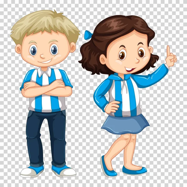 Boy and girl in blue costume — Stock Vector