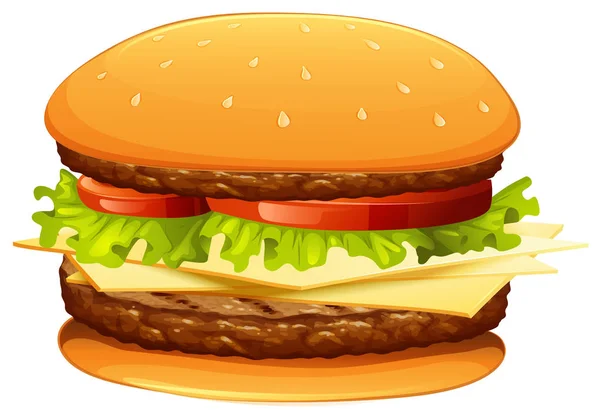 Hamburger met vlees en kaas — Stockvector