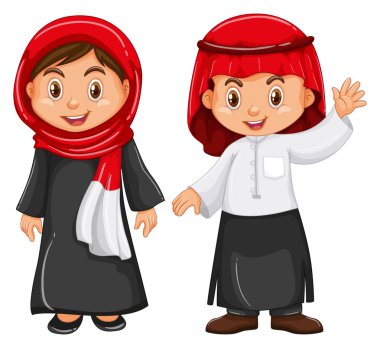 Boy and girl in Irag outfit clipart