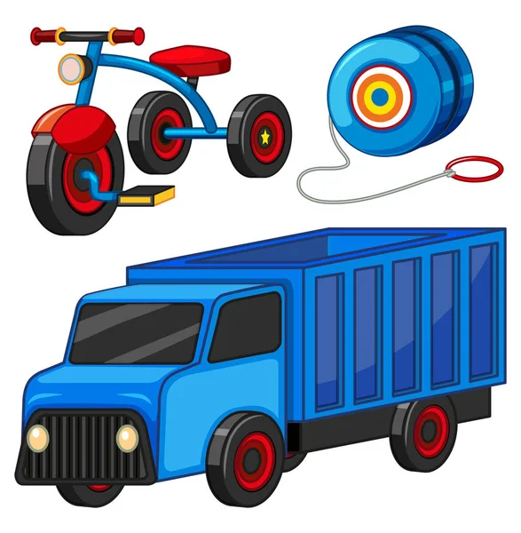 Truck and tricycle toys — Stock Vector