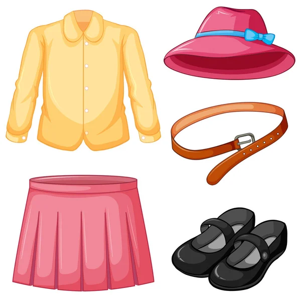 Tjej kläder med rosa hatt och kjol — Stock vektor