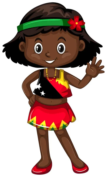 Papua Nya Guinea flicka viftande hand — Stock vektor