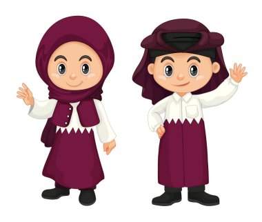 Katar çocuklar mor kostüm