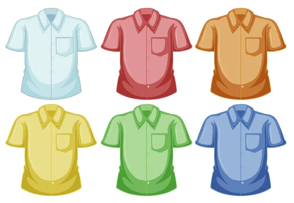 Plantillas de camisas en diferentes colores — Vector de stock