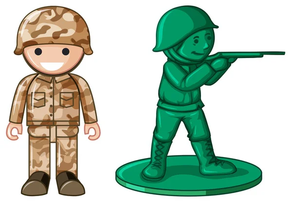 Дві конструкції пластикового іграшкового солдата — стоковий вектор