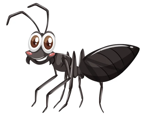 Black ant with happy face — Stock Vector