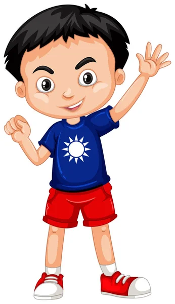 Taiwanesiska pojke i blå skjorta — Stock vektor