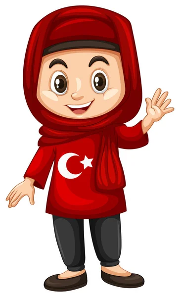Kırmızı giysili Türk kızı — Stok Vektör