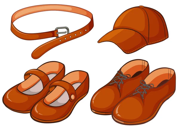 棕色的鞋和腰带 — 图库矢量图片