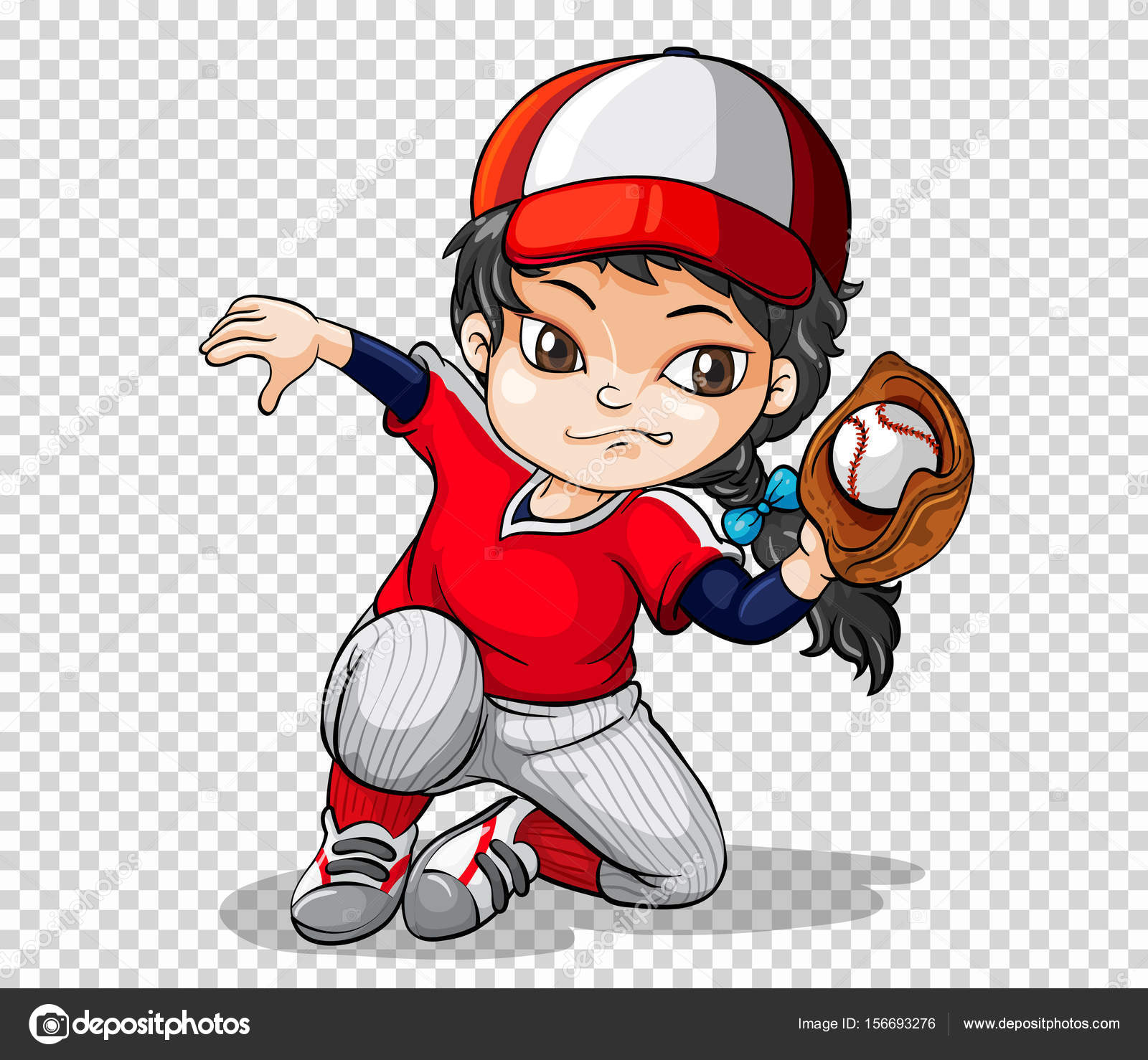 Girl baseball player on transparent background Stock Vector Image by
