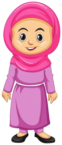 Muslim girl in pink costume — Stock Vector