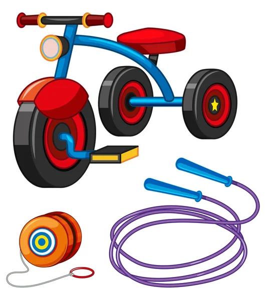 Tricycle and other toys — Stock Vector