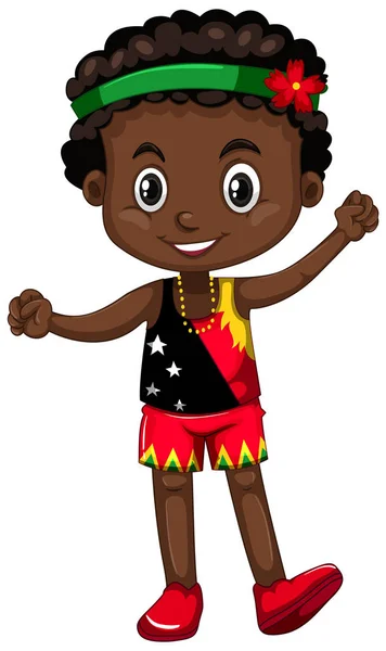 Papua New Guinea boy with happy face — Stock Vector