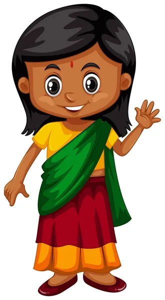 Menina de Srilanka acenando —  Vetores de Stock