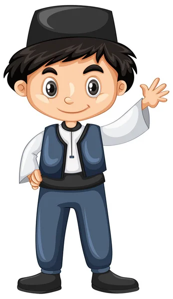 Turkish boy waving hand — Stock Vector