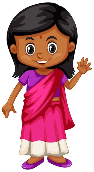 Srilanka dziewczyna w różowym stroju — Wektor stockowy