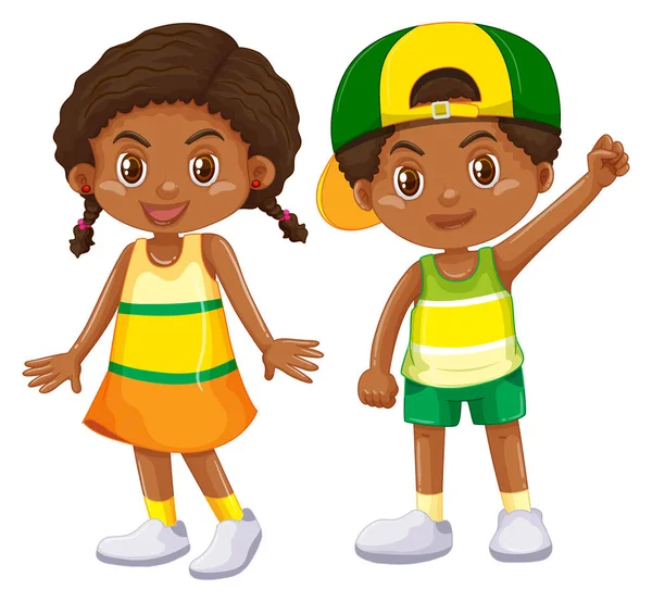 Afro-americano chico y chica — Vector de stock