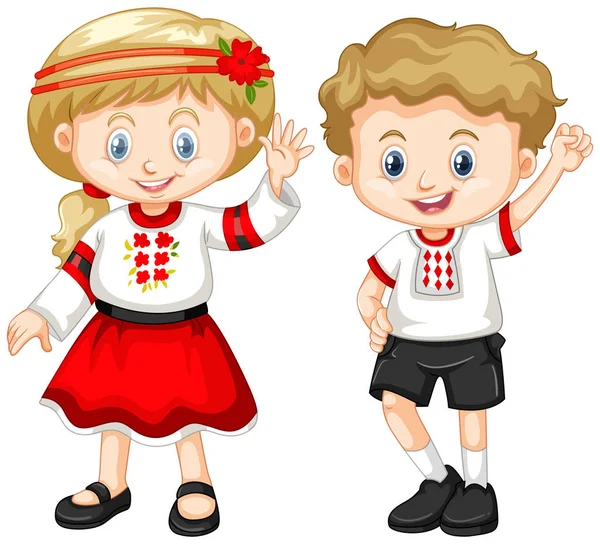 乌克兰传统服饰的孩子们 — 图库矢量图片